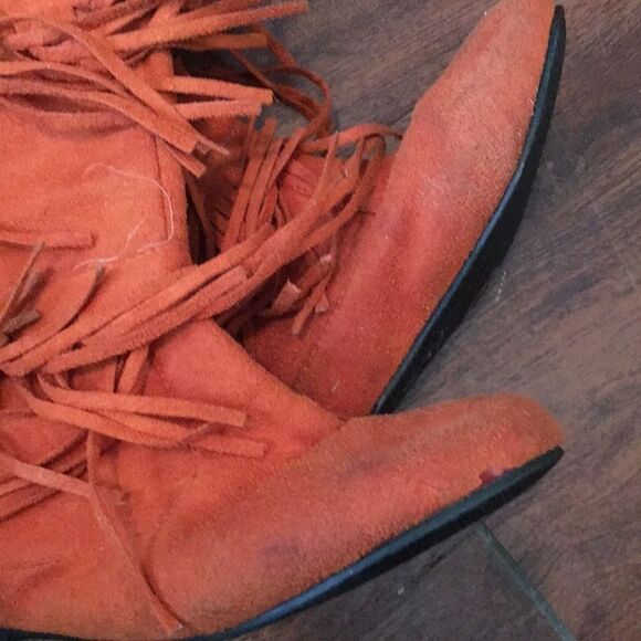 Orange Women's Three-Layer Fringe Boots - Picture 7 of 9